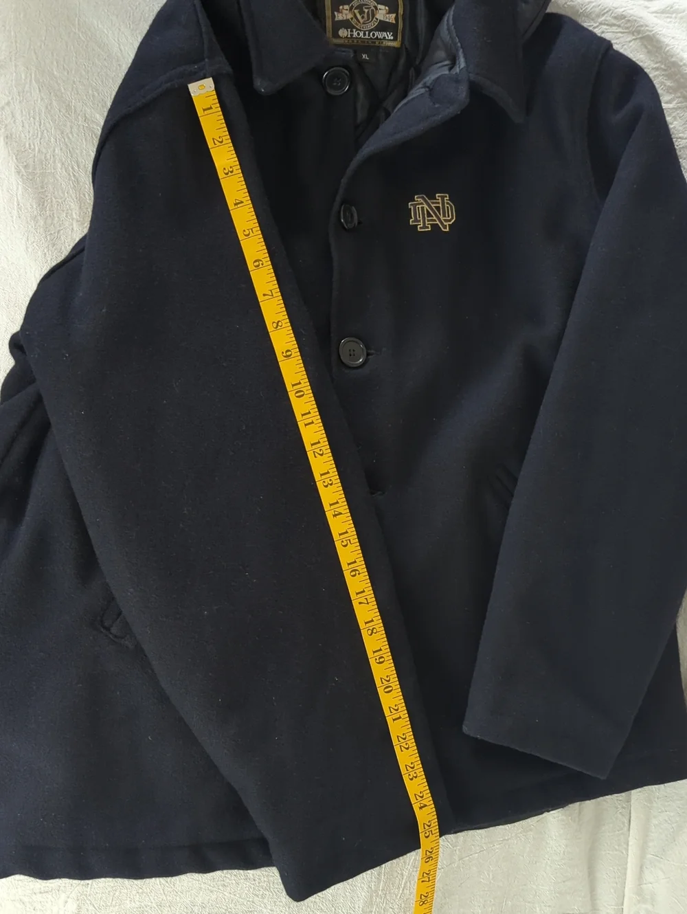 Vintage Holloway Notre Dame Wool Varsity Jacket Removable Hood Mens XL